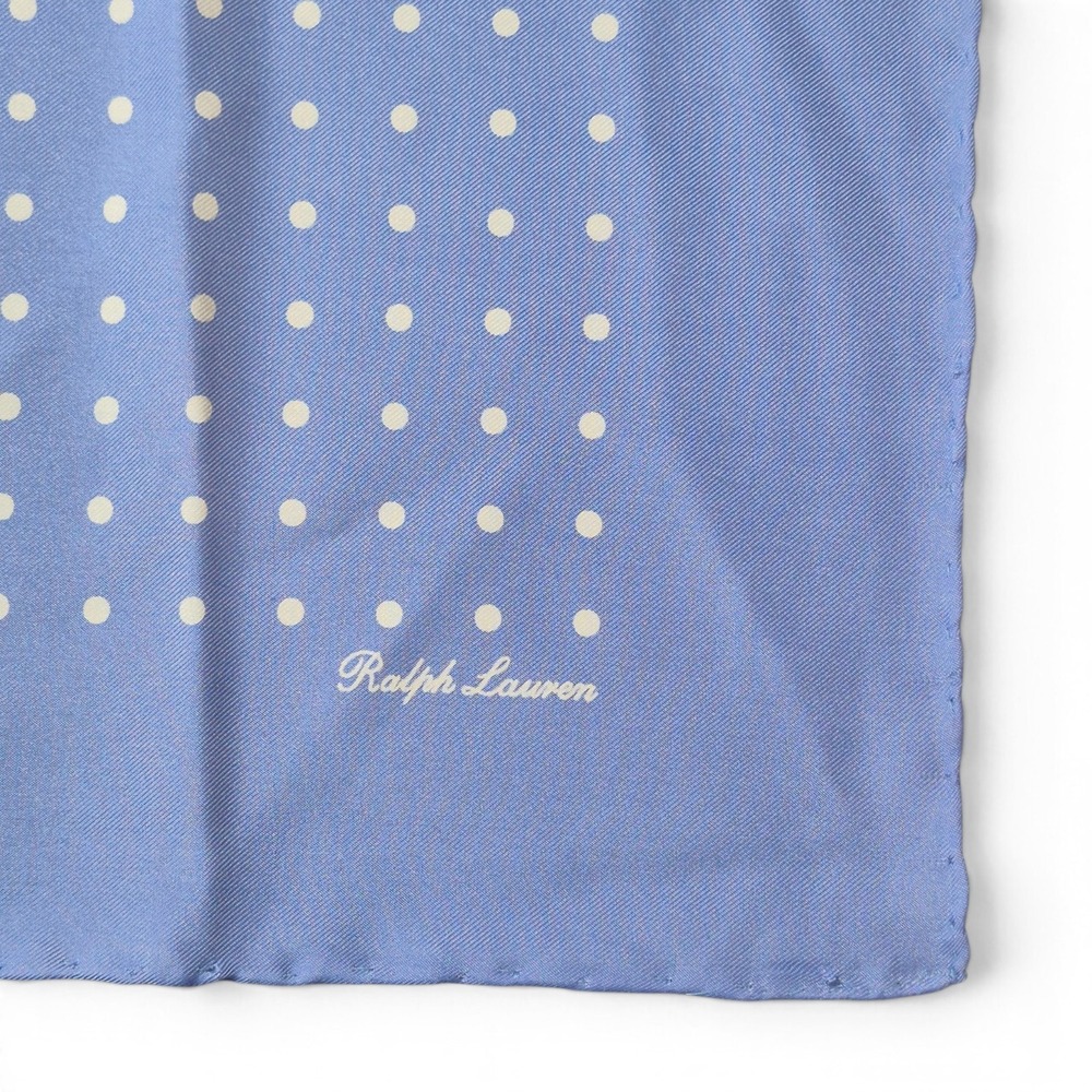 Ralph Lauren Purple Label Italy Polka Dot Silk Pocket Square Handkerchief Blue